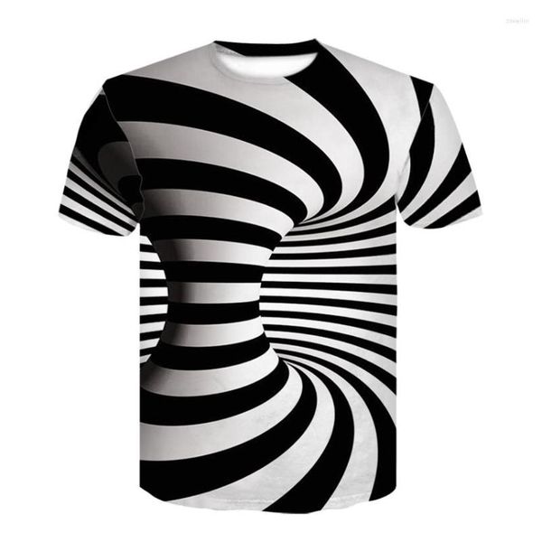 T-shirt da uomo Collezione estiva in bianco e nero T-shirt Fashion Vortex Hypnotic Manica corta Hip Hop Street Wear