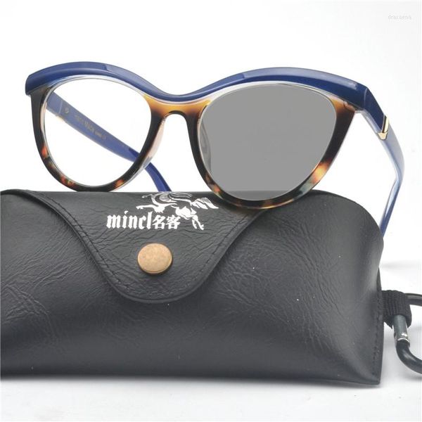 Sonnenbrillenrahmen Myopie Pochromic Finished Leopard Frauen Brillengestell mit Farblinse Sonnenbrille Brillen FML