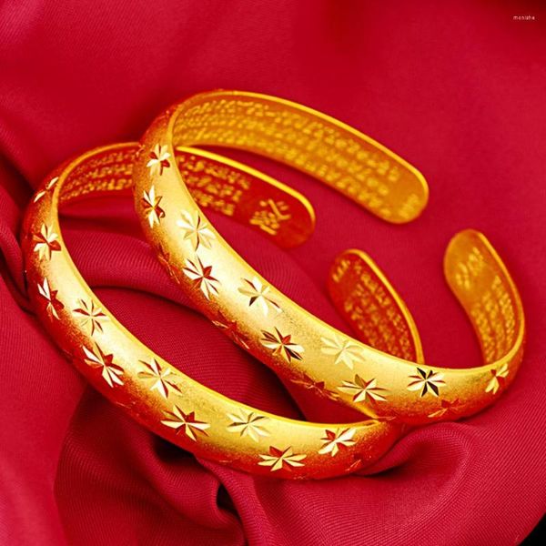 Armreif 1 Stück Stern geschnitzte Manschette Frauen massiver Schmuck Gelbgold gefüllt weibliches Geschenk