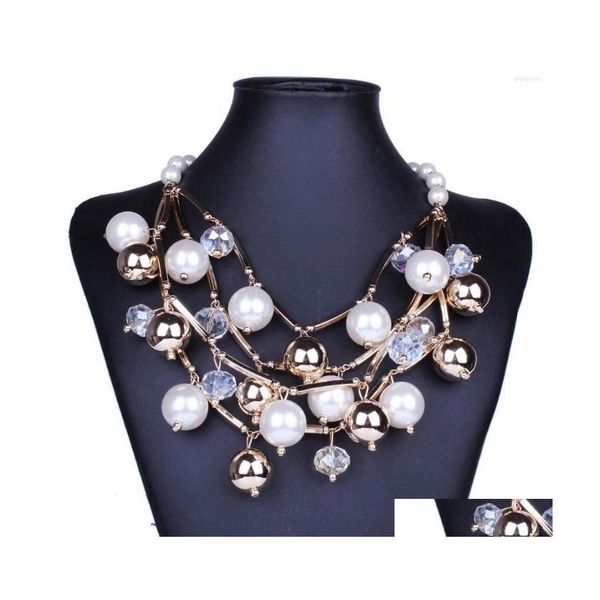 Anhänger Halsketten 2022 Statement Marke Schmuck Mode Goldene Röhre Schwarze Perlen Chokers Mtilayer Design Damen Perle Drop Lieferung Stift DHSVF