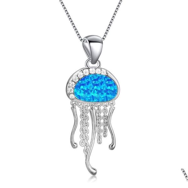 Collane con ciondolo Opale di fuoco blu Collana con meduse Pendenti Gioielli di moda per le donne Drop Delivery Dhupy