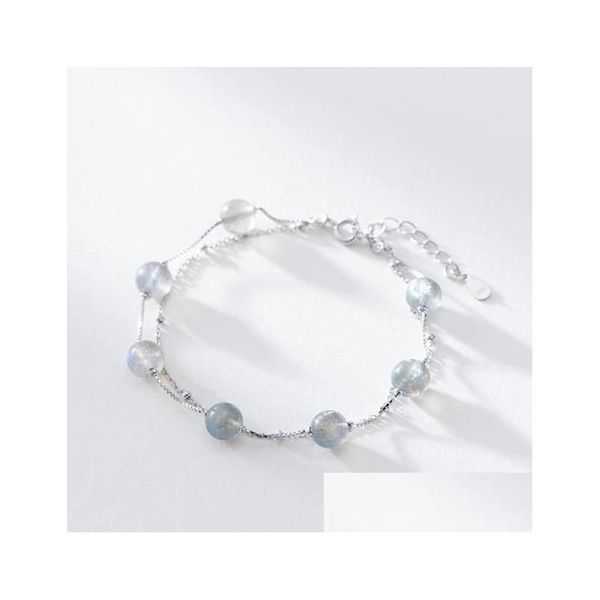 Charm Armbänder Sterling Silber Armband Natürlicher Mondstein Doppelte Persönlichkeit Sierware Der neue Verkauf Mode Drop Lieferung Schmuck DHAW5