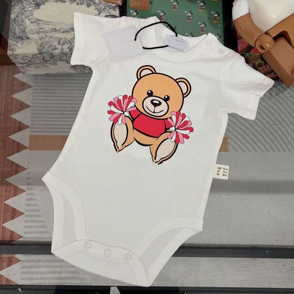 Baby Romances de uma peça de uma peça recém-nascida letra clássica urso impressão moda menino menina fofa top jacit de macacão