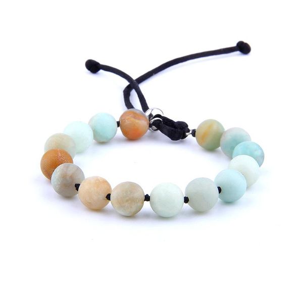 Braccialetti a maglie Catena Bracciale donna con lacci di alta qualità Bracciale semiprezioso Amazonit Agate Pietra Perline rotonde Moda per amanti delle coppie