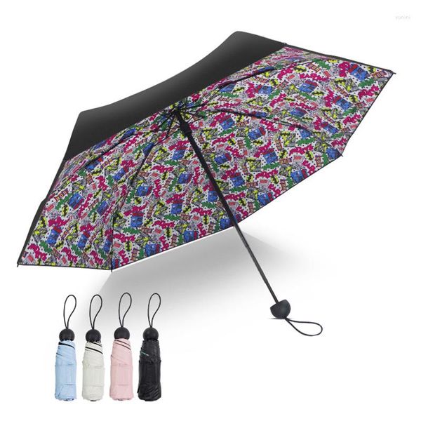 Şemsiye 5 katlanır taşınabilir şemsiye kız erkek bebek karikatür parasol anti-üvey rüzgar geçirmez yağmur kolay açılış