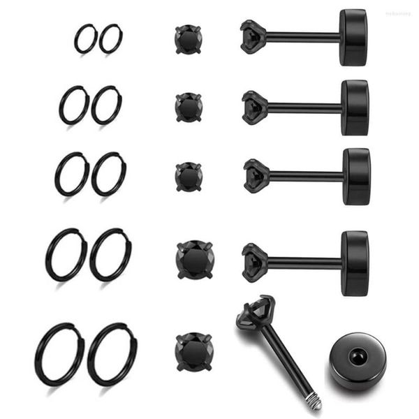 Orecchini a Cerchio 10/1Pairs Piccoli Borchie Cartilagine Set Ipoallergenico Piatto Vite Posteriore Piccolo 2mm 3mm CZ 6-14mm