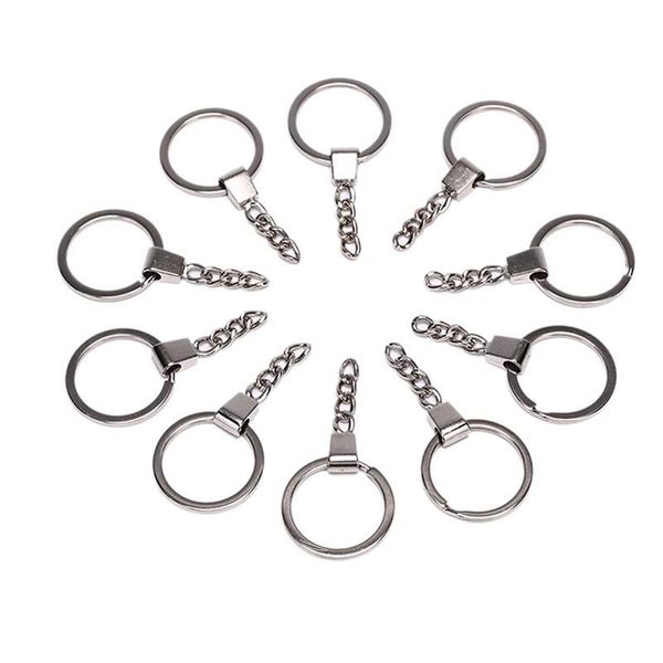 Keychains 10pcs /conjunto 30mm Keyring de prata de 30 mm DIY Keychain curta Chave de chave de anel de anel Ringos Acessórios para cadeias