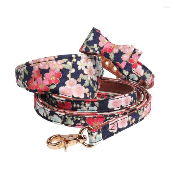 Collari per cani Collare al guinzaglio per cani di taglia piccola e media Regolabile Bowknot Collana per animali Cat Bandana Cucciolo di pelle Chihuahau Guinzagli