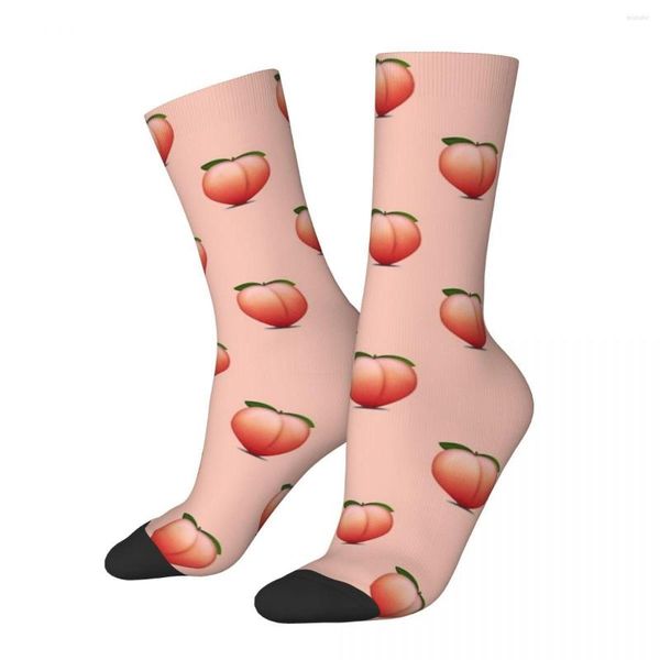 Meias masculinas Hip Hop Peaches vintage Men's Compacciário Unissex Fruit Family Street Style sem costura Impressa Funny Happy Crew Sock