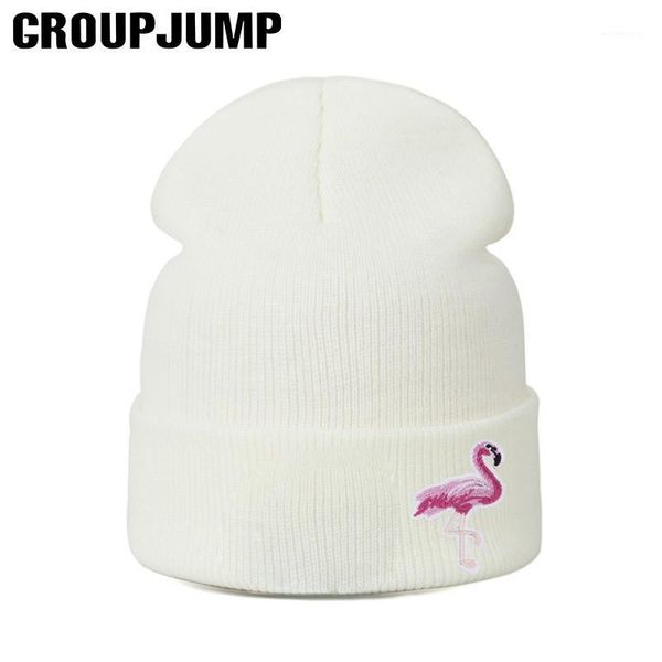 Mützen Beanie/Schädel Caps Mode Gestrickte Skullies Flamingo Winter Hüte Frauen Stricken Hut Dicke Warme Weibliche Mädchen1