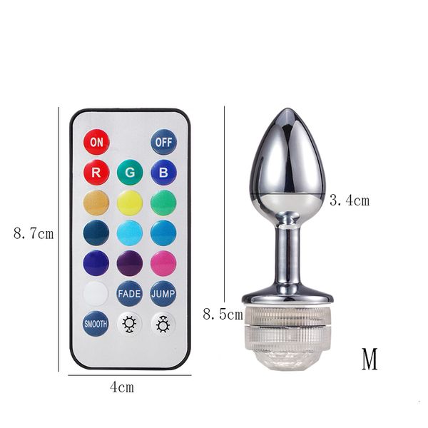 Adult Toys Wireless Remote Control Metal Luminous Anal Plug Prostate Massage Butt with LED Tail Sex Toy Produc_voghion.com