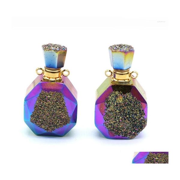 Pendant Necklaces Natural Stone Per Bottle Pendants Rhombus Double Hole Colorf Charms For Jewelry Diy Connector Bracelet Drop Deliver Dhm8E