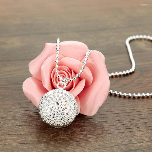 Correntes tendências coreanas 925 Silver Silver Pretty Hollow Ball Pingente Colar para Mulher Fashion Wedding Party Luxury Jewelry Holiday Holiday Gift