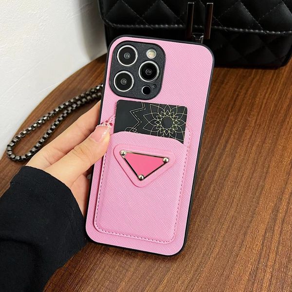 Designer de moda iPhone 15 14 13 12 11 Pro Max Capa de telefone Homem Mulher Carta clássica de couro Capa traseira móvel com porta-cartões Bolso de bolsa de moedas