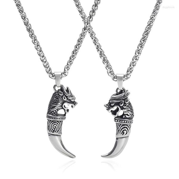 Anhänger Halsketten Punk Cool Brave Wolf Zähne Halskette Frauen Männer Glück Schmuck