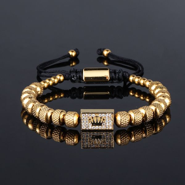 Chain Luxo Roman Royal Crown Charme Bracelete Men Aço inoxidável Pulseiras de aço Aberto Bracelets ajustáveis ​​Jóias de casal 230518