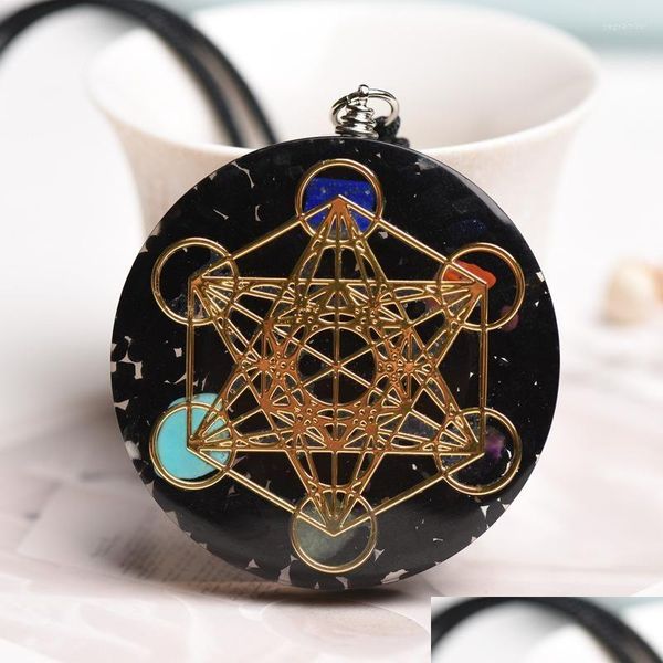 Colares pendentes AMET Yantra Meditação Orgonita Cura Sri Colar 7 Chakra Energia Cristal Quartz AGATE GEMOLO