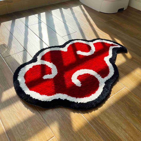 Tapetes de anime japonês cromato de nuvem vermelha tapete anti-deslize quarto de cozinha artesanal de tapete tufado de tapete de tapete de tapete de tapete de tapete decoração de casa t230519