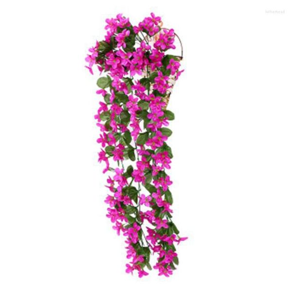 Dekorative Blumen, 70 cm, zum Aufhängen an der Wand, künstliche Seide, violette Orchideenblume, Rattan-Pflanzkorb, Outdoor-Party-Dekoration, Valentinstag