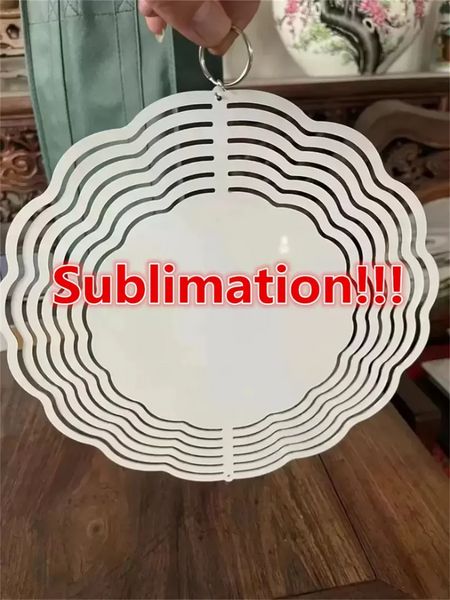 10 POLLICE Sublimazione in bianco Wind Spinner Sublimate Metal Painting Ornament Double Sides Blanks Regali per feste di Natale fai-da-te Decorazione di Halloween G0519