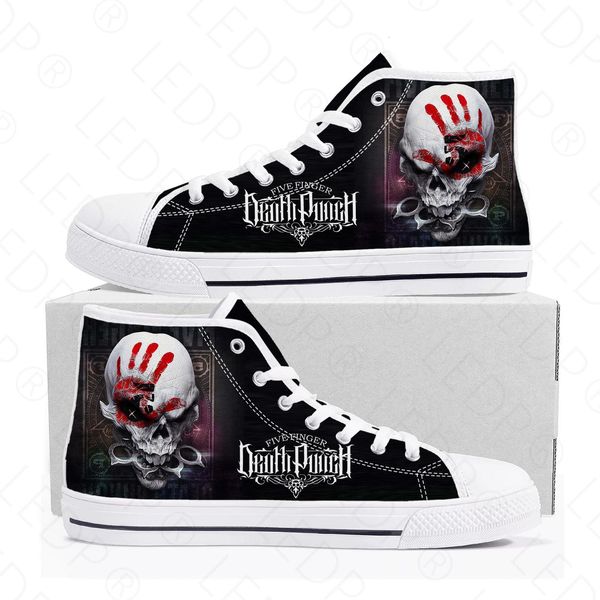 Scarpe eleganti Scarpe da ginnastica alte Five Finger Death Punch Band Sneakers da uomo in tela di qualità per adolescenti Scarpe casual da coppia personalizzate 230518