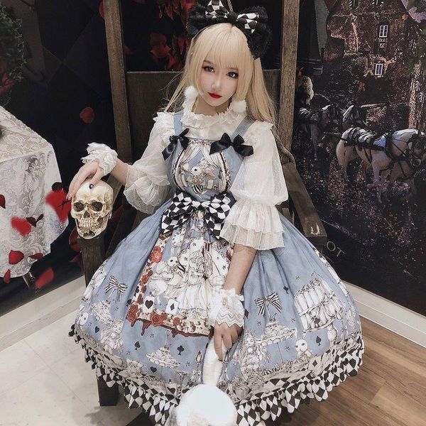 Kleider Alice Lolita Partykleid Schwarz Gothic Retro Beerdigung JSK Vintage Rock Kawaii Japanischer süßer Engel JSK Fee Hochzeitskleid Cosplay