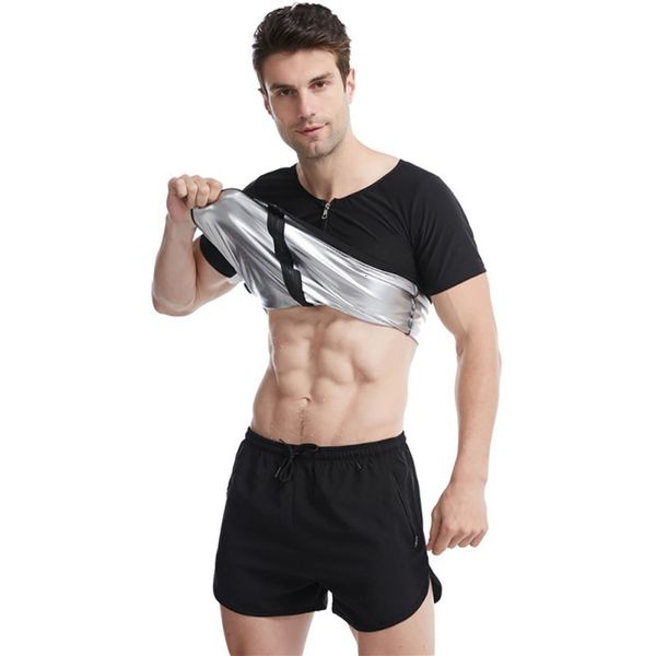 Herren Body Shaper Body Shaper Männer Schwitzen Sauna Weste Workout Cincher Korsett Fitness Shapewear Thermo Shirt Fettverbrennung Bauch Shirt Reißverschluss Abnehmen 230519