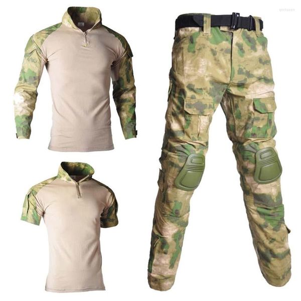 Abbigliamento da palestra Set uniforme Tute da paintball Pantaloni da lavoro Cuscinetti militari Camicie da combattimento tattiche Cargo Camo Army Suit