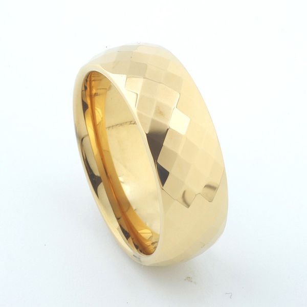 Anéis de banda 3 ou 6mm de polimento brilhante e multi -facetado de tungstênio anel de ouro colorido casal de casal de casamento para homens 230518