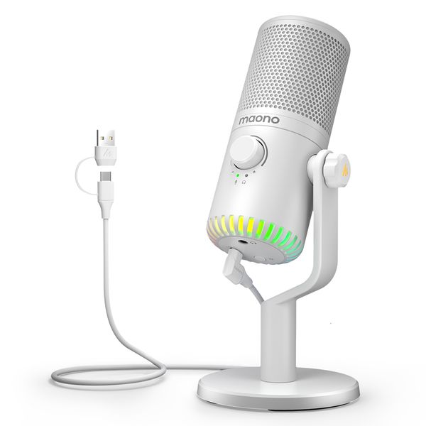 Микрофоны MAONO USBTYPEC Gaming Microphone для телефонного ПК с дыханием Light Zero Monitoring Mic Podcasting Streaming DM30 230518
