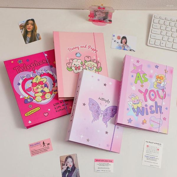 Karikatür A5 Binder Kpop Pocard Topla Notebook Sert Kağıt Kapağı Kartpostallar Depolama Kawaii Sleeves Koreli Kırtasiye Malzemeleri