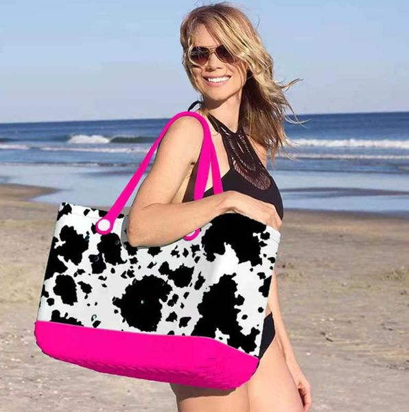 BOGG BACA BAGO SILICONE Praia Sagre Saco de Hole Swimming Swimming Saco de bolsa grande cesta de vestuário resistente a desgaste de moda personalizada Eva Sacos de praia de plástico 2023 Mulheres verão