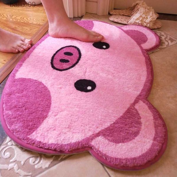 Carino Zerbino Rosa Tappeto Anime Tappeto Piggy Tappeto Gatto Tappeto Grirl Tappeto Camera Da Letto Tappetino Morbido Assorbente Bagno Porta Zerbino Complementi Arredo Casa T230519