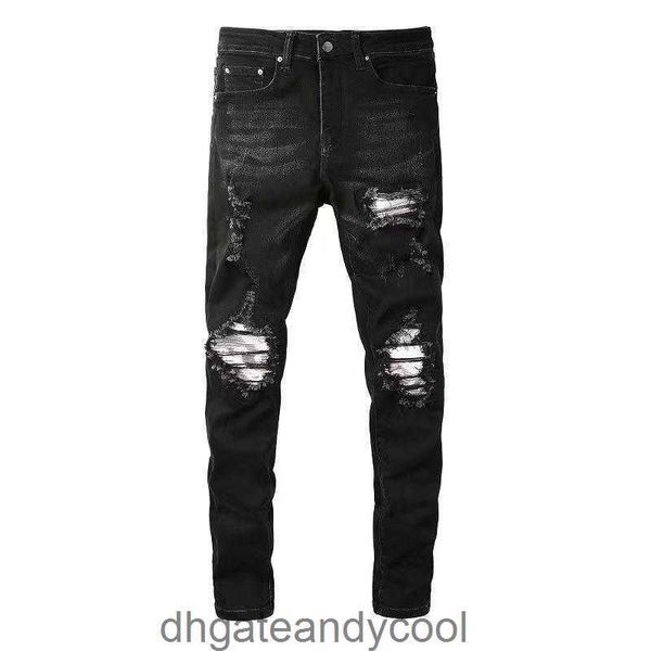 patch Denim amirres Jeans Designer Pantaloni Uomo 2023 estate nuovo rotto moda high street slp slim fit jeans maschio YWII