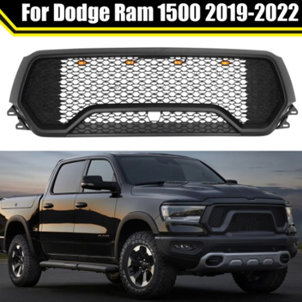 TRX Style LED Honeycomb Grid Front Upper Hood Grille Bumper Mesh Grill für Dodge Ram 1500 2019–2022 mit Buchstaben
