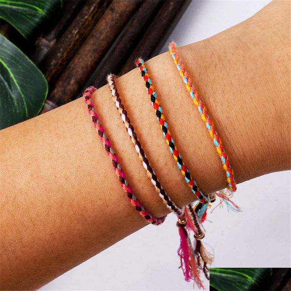 Braccialetti con ciondoli Bracciale con cordino in filo di poliestere Pray Yoga Nappa chic fatta a mano in puro colore per uomo donna regolabile con ven Dhgarden Dhbhq