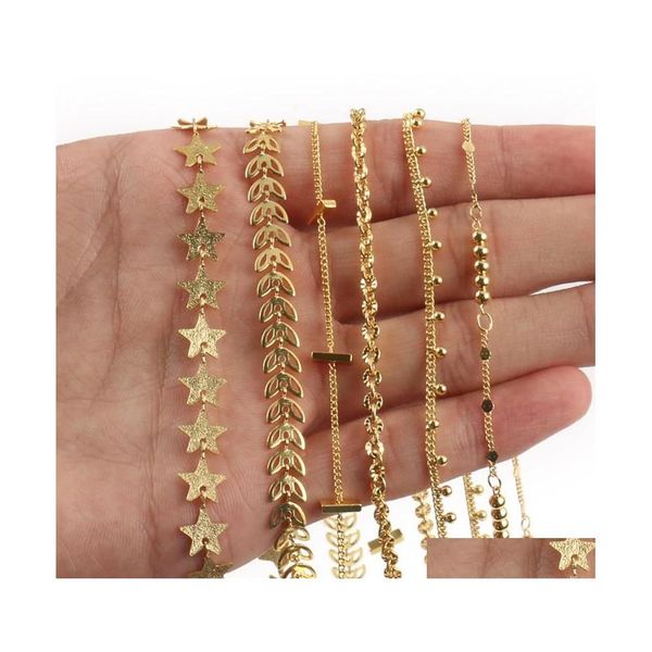 Ketten Golddraht umwickelte Rosenkranzkette REC Runder Stern Edelstahl Fußkettchen für Armbänder Halsketten Herstellung DIY Schmuck Drop Lieferung DHCVP