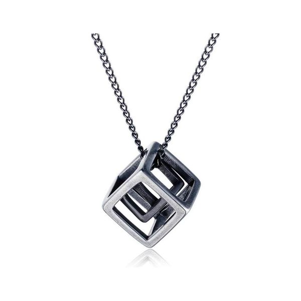 Anhänger Halsketten Edelstahl Hohl Cube Halskette Für Männer Frau Link Kette Schmuck Geschenk Drop Wholesalependant Lieferung Anhänger Dh9Pd