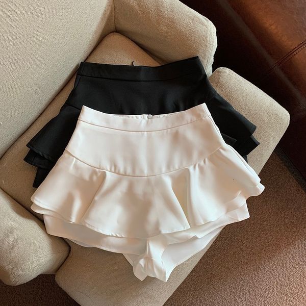 Юбки женский весенний моджер Mini White White White Ruffle Shorts Wild Slim Elegant Black Suits Mermaid Corean Fashion Clothing 230519
