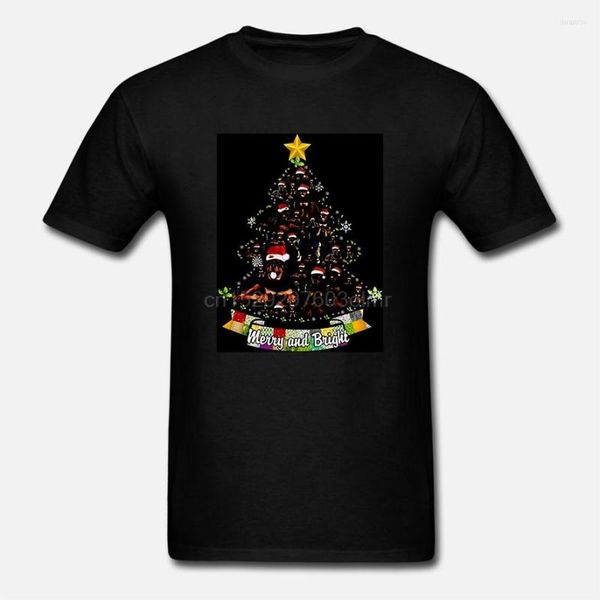 Erkek Tişörtler Erkekler Komik Gömlek Moda Tshirt Merry ve Parlak Rottweiler Noel Ağacı Kadın Tişört