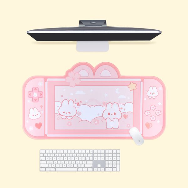 Mouse almofadas de mouse Prave de mouse Prave de jogo Kawaii Mouse fofo Pink Sakura Bunny XXL Desk Mat tape