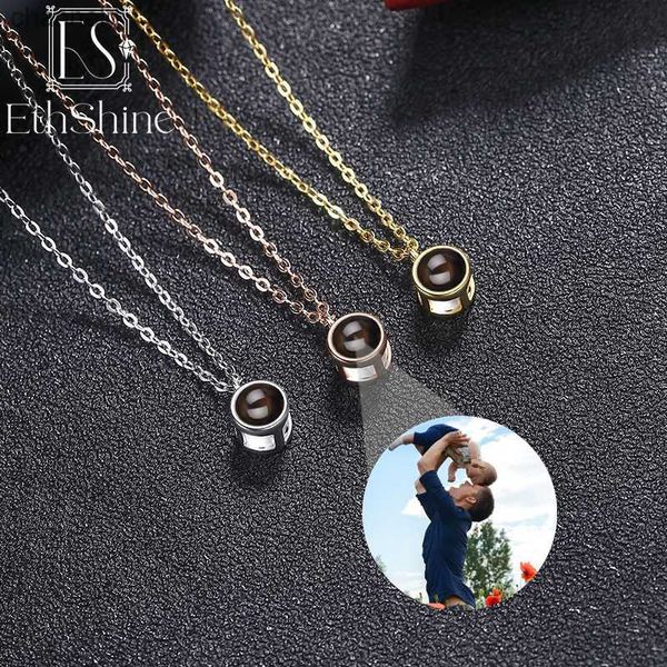 EthShine Proiezione personalizzata Foto Collana Personalizzata Pet Foto Ciondolo Proiezione Catena Donne Memorial Gioielli di Natale RegaliL230519