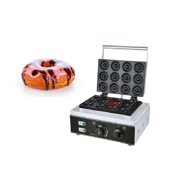 Máquina de donut de donut de 12 orifícios Máquina de donut de donut sem bastão de donut waffle bolo de placa de ferro forno 220V/110V