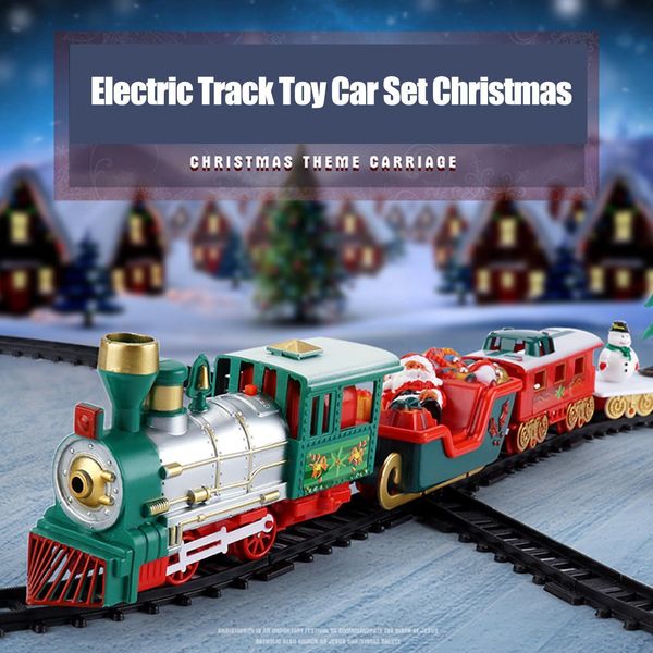 Trilha Electricrc Christmas Electric Train Toy Rail Car Frame com Som Light Decors Ano Tree Xmas T1I4 230518