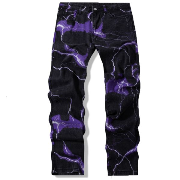 Herren Jeans Frühling und Herbst Flash Print Tie Dye Männer Frauen Street Trend Lose gerade Beinhosen 230519