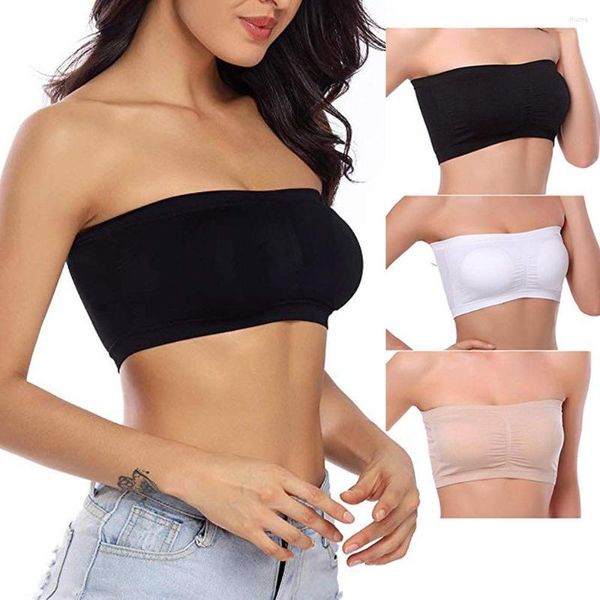 Camisoles Tanks Sexy feminino sem alças de uma peça embrulhada espartilho respirável push up lingerie lingerie não deslizamento BRALETTE-