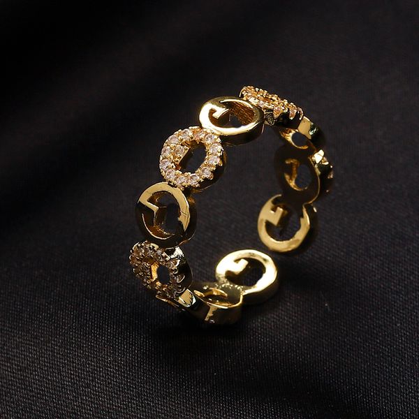 Anéis de banda de luxo marca anel de ouro anel de diamante liga de bronze anéis de banda aberta designer de moda luxo cristal pérola anel para mulheres jóias de casamento presentes