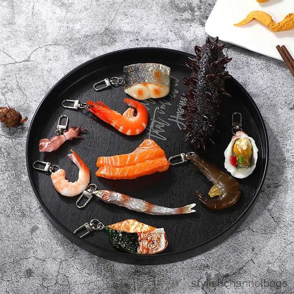 Porte-clés Simulation crevettes poisson fruits de mer porte-clés porte-clés pour femmes hommes cadeau créatif poulpe nourriture sac clé boîte bijoux