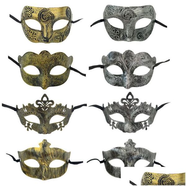 Partymasken Retro Jazz Flache Maske Halloween Horror Ball Antik Halbgesicht Kunststoff Mann Drop Lieferung Hausgarten Festliche Lieferungen DHYQV