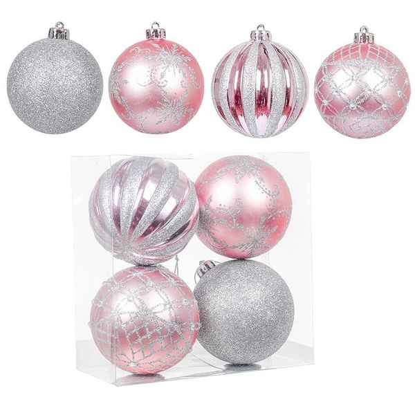 Decoração de festa valery madelyn 4pcs plástico bolas de natal ornamento 8cm árvore pendurada no ano Navidad DeCorpArty